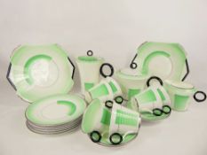 A Part Shelley Art Deco Tea and Coffee Service, pattern nr 12207 'Patches and Shades', including