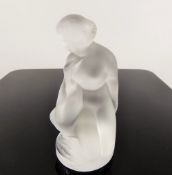 A Lalique Frosted-Glass Figurine, entitled 'Leda and the Swan', approx 12 cms.