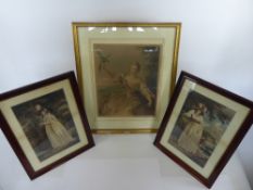 A 1921 Arthur L. Cox Antique Mezzotint Engraving, entitled 'Girl with Parrot', after a French