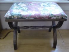 A Reproduction Mahogany X-Frame Foot Stool.