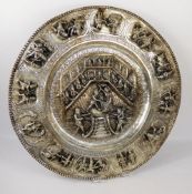 A Fine Antique Silver Decorative Indian and Hindu deity Charger,