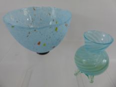 A Vintage Kosta Boda Bowl, etched signature B. Vallien, together with a hand blown glass. (2)