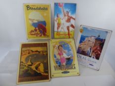 Five British Railways Advertising Sea Side Holiday Posters, including Whitstable, Broadstairs,