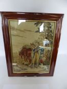A Victorian Sampler, depicting a gentleman gardener, label to verso Sunday Dec 7th 1845.