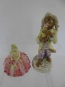 A Meissen Style Musician Monkey, depicted playing the flute, approx 13 cms, together with a