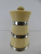 A Victorian Silver Banded and Ivorine Pepper, London hallmark, dated 1893, mm EB, approx 9 cms