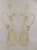 A Pair of Cut Glass German Claret Jugs and Stoppers, approx 37 cms
