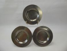 Three London Pewter Pin Dishes, with three marks to outside rim. (3)