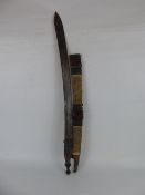 An Antique Sudanese Sword, cast iron finial to handle and wooden sheath wrapped in animal skin,