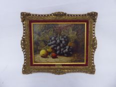 Oliver Clare Exh 1873-1883, Still Life, depicting a summer bounty of grapes, apples and
