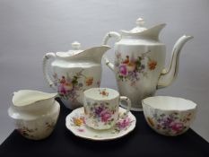 A Royal Crown Derby 'Derby Posies' Coffee Set, comprising six cups, six saucers, cream jug, sugar