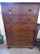 A Mahogany Chest of Drawers with six drawers and mahogany knob handles, approx 108 x 48 x 173 cms.