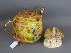 An Antique Porcelain Cottage Pastille Burner (unmarked, possibly Staffordshire) together with a