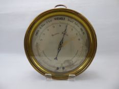 A Circular France Bregeut Variable Aneroid Barometer, brushed brass mount, approx 29 cms diameter.