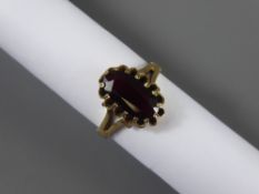 A Vintage 9ct Yellow Gold and Garnet Ring. Garnet approx 12 x 8 mm, size N, approx 3.1 gms