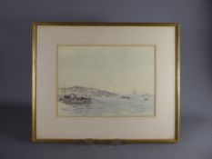 Edward Brian Seago RWS RBA 1910-1974, pencil and wash, entitled 'Lisbon from Cacilhas', approx 36