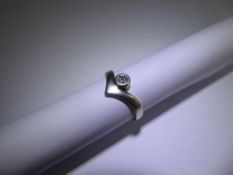 A 9ct Yellow and White Gold Diamond Solitaire Wishbone Ring,