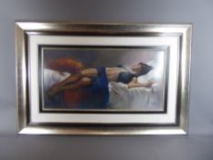 Domingo (1946-present) Original Pastel Feminine Nude, signed lower right, presented in a silver