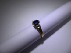 A 14ct Yellow Gold, Sapphire and Diamond Ring, size P, approx 2.5 gms.