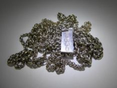 A Collection of Silver Chains, including a muff chain approx 160 cms, a neck chain, approx 74 cms,