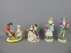 Two Antique Sitzendorf Figurines, the first depicting children on a see-saw and the other of a young