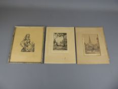 N. F Barrant Etching entitled 'Australian Camp', together with two miscellaneous prints. (3)