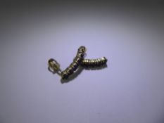 A Pair of 9ct Yellow Gold and Garnet Earrings.