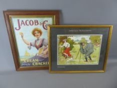 Four Vintage Prints entitled 'Jacob and Co's Cream Crackers', approx 48 x 35 cms (io) and three