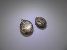 A 9ct Yellow Gold Enamel and Pearl Locket together with another white metal locket. 9ct gold