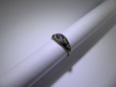 A Victorian 9ct Yellow Gold (tested) Enamel and Pearl Mourning Ring, inscribed 'In Memory of J.H.