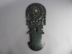 A Replica Green Hardstone Peruvian Incan Ritual Knife 