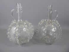 A Pair of Hand Blown Non-identical 18th Century Continental Glass Wine Decanters (circa 1780),