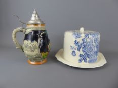 A Vintage West German Ceramic Lidded Stein Tankard together with a large vintage Crown Devon