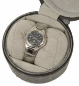 A TAG Heuer Ladies stainless bracelet watch, the black dial with baton hands Arabic hour and