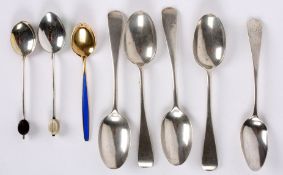 An Edwardian set of four silver teaspoons, Sheffield 1905 by CW Fletcher & Co Ltd, together with two