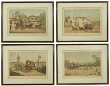 After James Pollard (British 1792 - 1867) 'Pollard's Coaching Incidents', set of four coloured