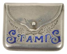 A silver stamp case in the form of an envelope hallmarked Birmingham 1912, with makers initials C&N,