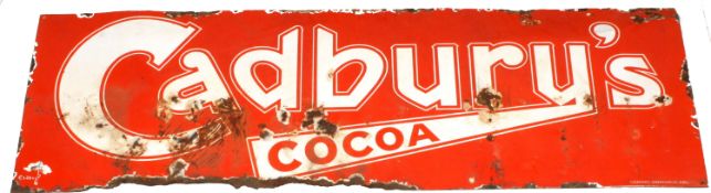 A 1930's Cadbury enamel wall sign of rectangular form with red background and white lettering '