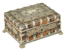 An Indian Vizagapatum style box, 20th century with bone banding and filigree work upon