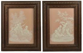 A pair of pate sur pate plaques, possibly J H Cope & Co, late 19th century