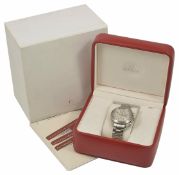 An Omega Speedmaster Automatic Chronometer stainless gentleman's watch the dial with three