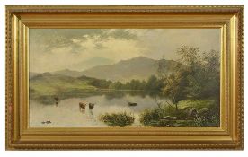 Edgar Longstaffe (British 1849-1912) A pair of highland loch scenes, with cattle by a loch in the