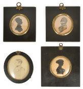 A selection of 19th century silhouettes comprising of a gentleman facing to the left and two of