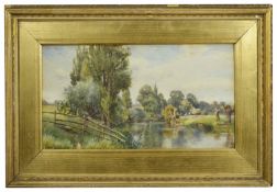 British School early 19th Century watercolour and other, the former tree lined river bank with