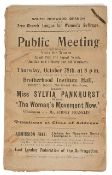 Suffragette interest: A collection of leaflets advertising a talk by Silvia Pankhurst 1915