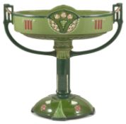 An Austrian Art Nouveau Eichwald pedestal table centre of oval form with two side handles upon a