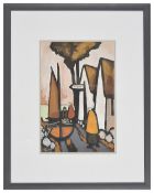 J.P. Rooney (Irish b.1950) 'Newry' gouache on board, framed, each signed Rooney lower left, with