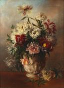 English School, 19th century a still life of flowers in a vase, monogrammed and dated '81 lower