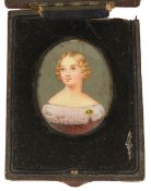 A Victorian miniature on ivory portrait of famous opera singer 'Jenny Lind