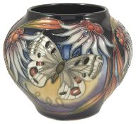 A Moorcroft pottery Apollo vase with butterflies by Sian Leeper, dated 2005 of squat bulbous form,